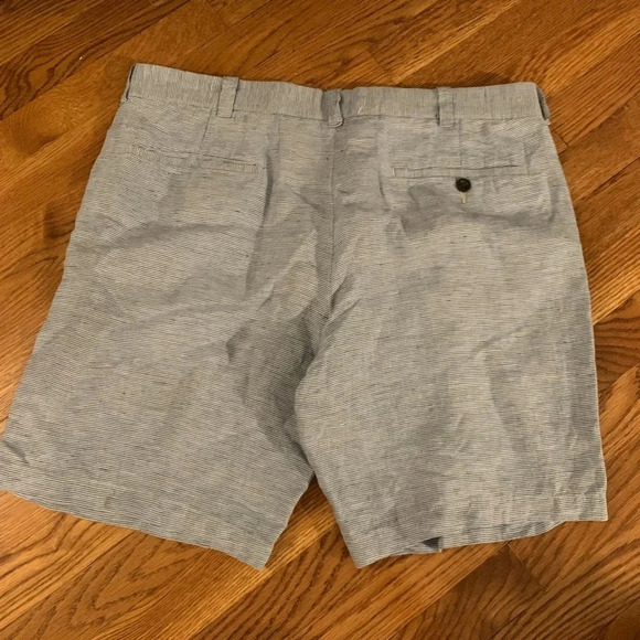 J. Crew Men’s Chino Shorts 100% Linen Blue Ticking Stripe Size 36 Inseam 9” - Picture 5 of 7